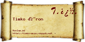Timko Áron névjegykártya
